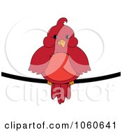 Poster, Art Print Of Chubby Red Cardinal Bird On A Wire