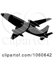 Royalty Free Vector Clip Art Illustration Of A Black And White Airplane Ascending by Pams Clipart