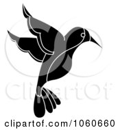 Royalty Free Vector Clip Art Illustration Of A Black And White Hummingbird by Pams Clipart