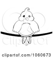 Poster, Art Print Of Chubby Outlined Bird On A Wire