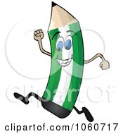 Royalty Free Vector Clip Art Illustration Of A Running Nigerian Flag Pencil Character
