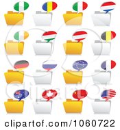 Poster, Art Print Of Digital Collage Of Folders And National Flag Chat Icons