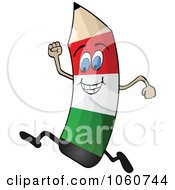 Running Italian Flag Pencil Character