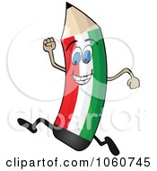 Running Hungary Flag Pencil Character