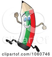 Royalty Free Vector Clip Art Illustration Of A Running Bulgarian Flag Pencil Character by Andrei Marincas