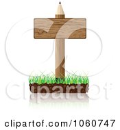 Royalty Free Vector Clip Art Illustration Of A Wooden Pencil And Sign With A Reflection