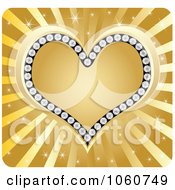 Poster, Art Print Of Golden Diamond Heart Over Rays