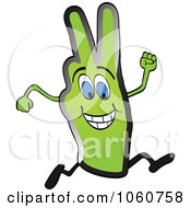 Royalty Free Vector Clip Art Illustration Of A Running Green Victory Hand