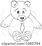 Poster, Art Print Of Outlined Teddy Bear With A Tie