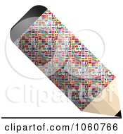 Royalty Free Vector Clip Art Illustration Of A 3d Pencil Made Of World Flags