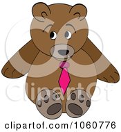 Royalty Free Vector Clip Art Illustration Of A Brown Teddy Bear With A Pink Tie