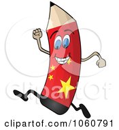 Running Chinese Flag Pencil Character