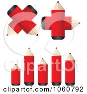 Royalty Free Vector Clip Art Illustration Of A Digital Collage Of Black And Red 3d Pencils by Andrei Marincas