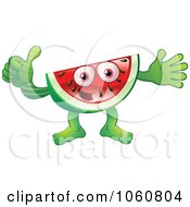 Clipart Illustration of a Shiny Organic Sliced Watermelon by