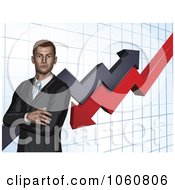 Poster, Art Print Of Business Man With Folded Arms Against A Graph