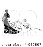 Poster, Art Print Of Silhouetted Bride With Swirly Vines And Copyspace