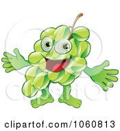 Happy Green Grape Character Presenting