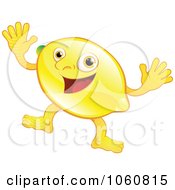 Happy Lemon Character Waving Both Hands