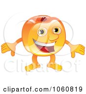 Royalty Free Vector Clip Art Illustration Of A Friendly Smiling Peach Character