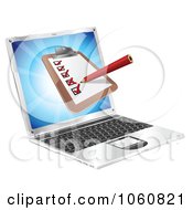 Royalty Free Vector Clip Art Illustration Of A 3d Check List Over A Laptop Screen