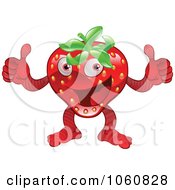 Pleadsed Strawberry Character Holding Two Thumbs Up