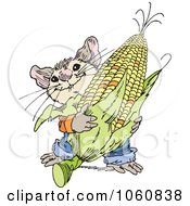 Royalty Free Vector Clip Art Illustration Of A Cute Mouse Harvesting Corn by Johnny Sajem
