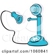 Poster, Art Print Of Blue Candlestick Phone With A Shadow