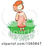 Royalty Free Vector Clip Art Illustration Of A Little Girl Standing On Grass