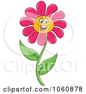 Royalty Free Vector Clip Art Illustration Of A Happy Pink Daisy by yayayoyo
