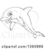 Royalty Free Vector Clip Art Illustration Of A Coloring Page Outline Of A Dolphin by yayayoyo