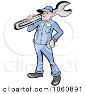 Royalty Free Vector Clip Art Illustration Of A Plumber With A Wrench 2