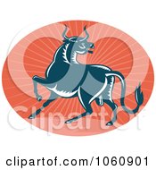 Royalty Free Vector Clip Art Illustration Of A Rear View Of An Attacking Bull