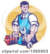 Poster, Art Print Of Mechanic Holding A Spanner