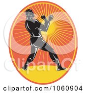 Royalty Free Vector Clip Art Illustration Of A Boxer In An Oval Of Rays