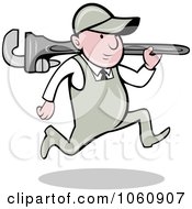 Royalty Free Vector Clip Art Illustration Of A Plumber With A Wrench 1