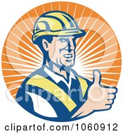 Poster, Art Print Of Construction Worker Holding A Thumb Up