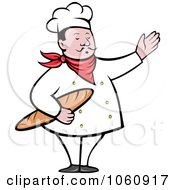 Royalty Free Vector Clip Art Illustration Of A Chef Holding Bread And Presenting