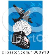 Poster, Art Print Of Military Bomber Plane Dropping A Radio