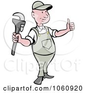 Royalty Free Vector Clip Art Illustration Of A Plumber With A Wrench And Thumb Up