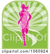Royalty Free Vector Clip Art Illustration Of A Female Marathon Runner On Green