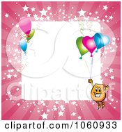 Pink Starry Frame With A Blinky Character And Party Balloons Around White Space