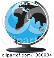 Poster, Art Print Of 3d Blue And Black Africa And Europe Desk Globe
