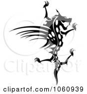 Royalty Free Vector Clip Art Illustration Of A Black Evil Dragon Logo 1