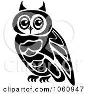 Royalty Free Vector Clip Art Illustration Of A Black And White Perched Owl