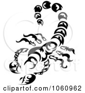 Royalty Free Vector Clip Art Illustration Of A Black And White Scorpion With Floral Pinchers by Vector Tradition SM