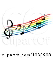 Royalty Free Vector Clip Art Illustration Of A Rainbow Staff And Music Notes 3