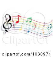 Royalty Free Vector Clip Art Illustration Of A Rainbow Staff And Music Notes 7