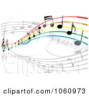 Poster, Art Print Of Rainbow Staff And Music Notes - 1