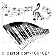 Royalty Free Vector Clip Art Illustration Of A Digital Collage Of Staffs With Music Notes And A Keyboard by Vector Tradition SM