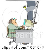 Poster, Art Print Of Secretary Checking Out A Worker As He Climbs A Ladder In An Office